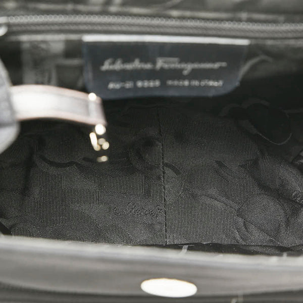 サルヴァトーレフェラガモ リュック バックパック ブラック キャンバス レディース Salvatore Ferragamo 【中古】