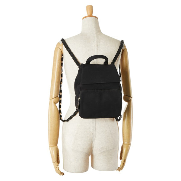 サルヴァトーレフェラガモ リュック バックパック ブラック キャンバス レディース Salvatore Ferragamo 【中古】