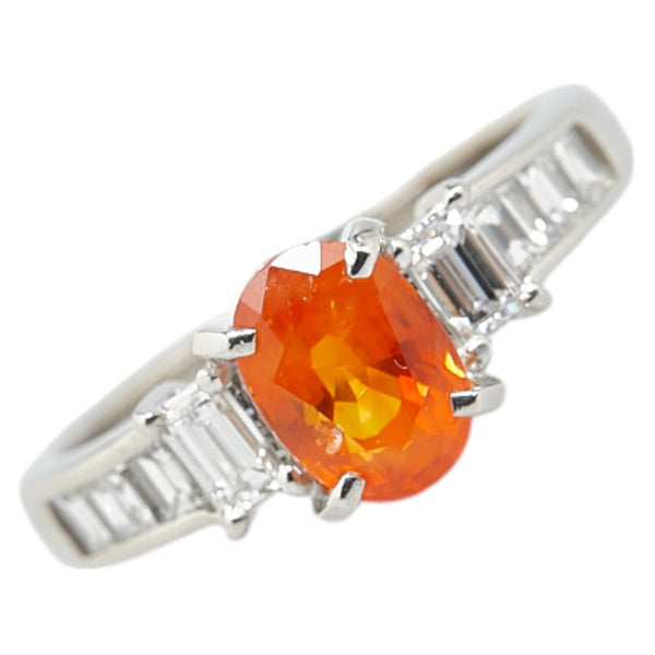 Pt900 プラチナ オレンジサファイア1.70ct ダイヤ0.674ct リング 指輪 #51 レディース 11号 【中古】