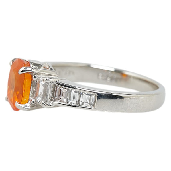 Pt900 プラチナ オレンジサファイア1.70ct ダイヤ0.674ct リング 指輪 #51 レディース 11号 【中古】