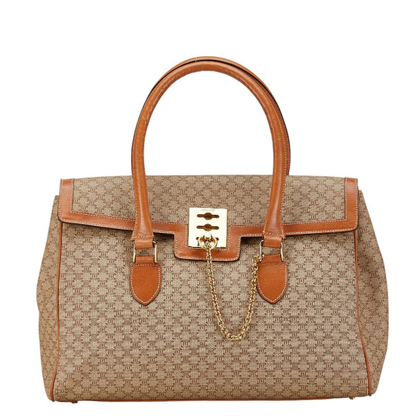 セリーヌ マカダム ハンドバッグ ブラウン PVC レザー レディース CELINE 【中古】