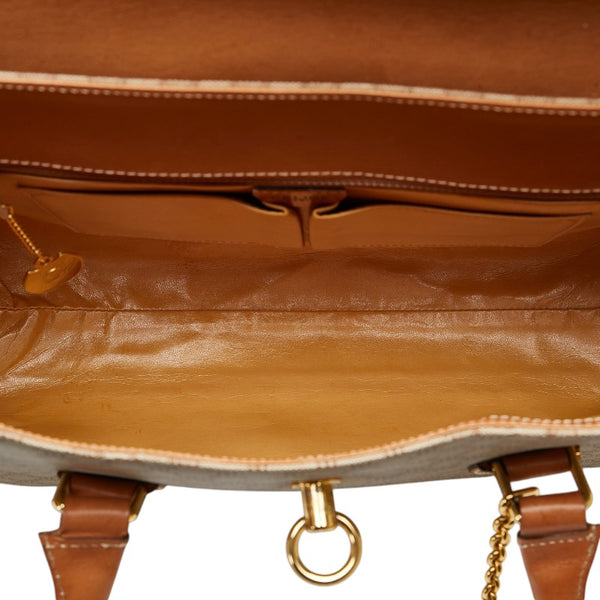 セリーヌ マカダム ハンドバッグ ブラウン PVC レザー レディース CELINE 【中古】