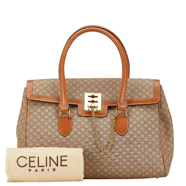 セリーヌ マカダム ハンドバッグ ブラウン PVC レザー レディース CELINE 【中古】