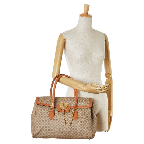 セリーヌ マカダム ハンドバッグ ブラウン PVC レザー レディース CELINE 【中古】