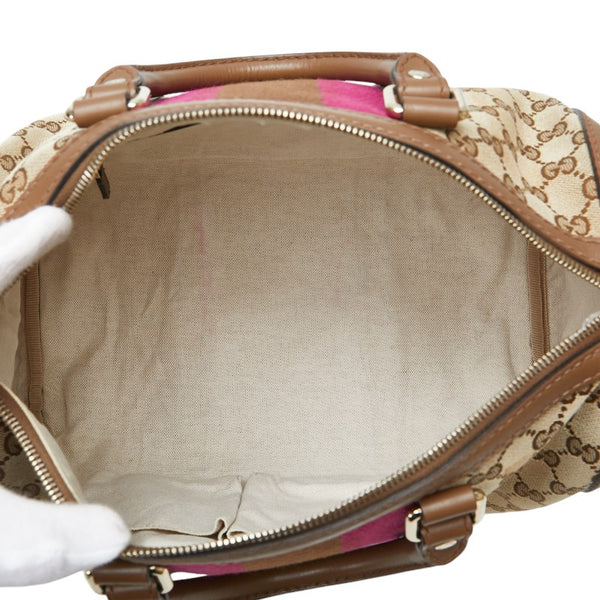 グッチ GGキャンバス ボストンバッグ ショルダーバッグ 2WAY 247205 ブラウン ピンク キャンバス レザー レディース GUCCI 【中古】