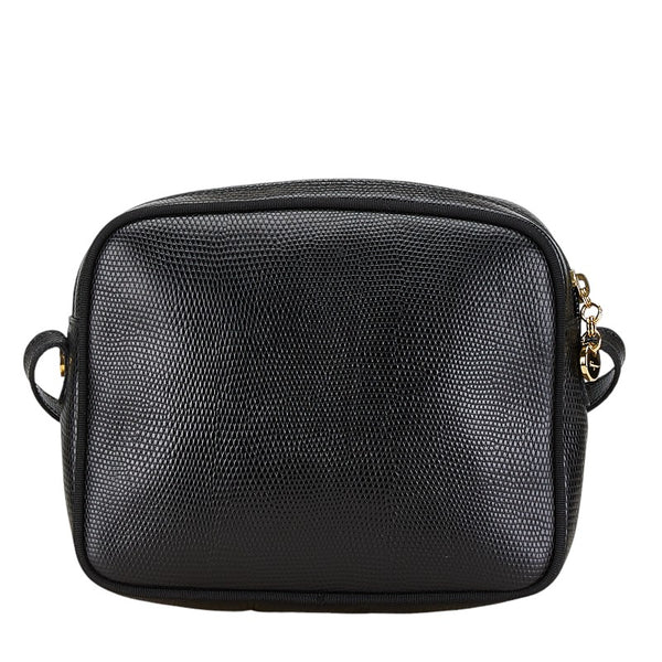 サルヴァトーレフェラガモ ヴァラ リザード 型押し ショルダーバッグ D213096 ブラック レザー レディース Salvatore Ferragamo 【中古】