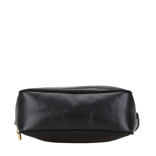 サルヴァトーレフェラガモ ヴァラ リザード 型押し ショルダーバッグ D213096 ブラック レザー レディース Salvatore Ferragamo 【中古】