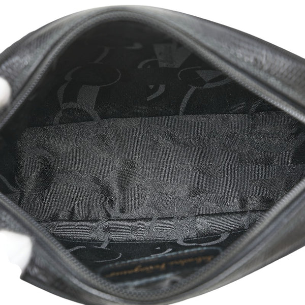 サルヴァトーレフェラガモ ヴァラ リザード 型押し ショルダーバッグ D213096 ブラック レザー レディース Salvatore Ferragamo 【中古】