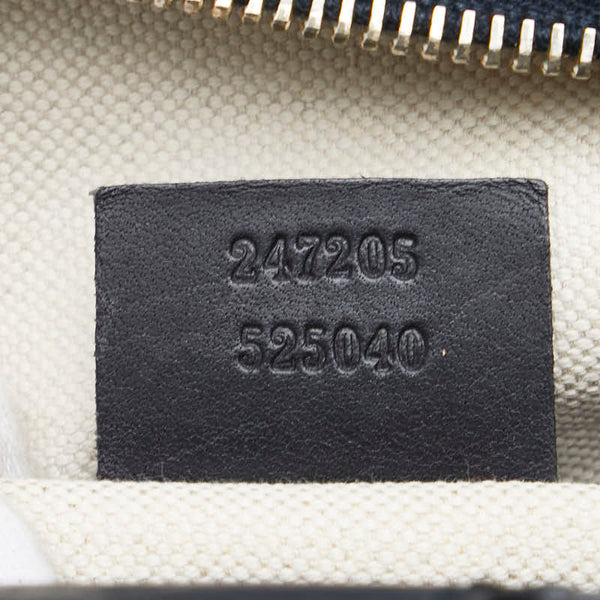 グッチ GGキャンバス シェリーライン ボストンバッグ ショルダーバッグ 2WAY 247205 ネイビー キャンバス レザー レディース GUCCI 【中古】