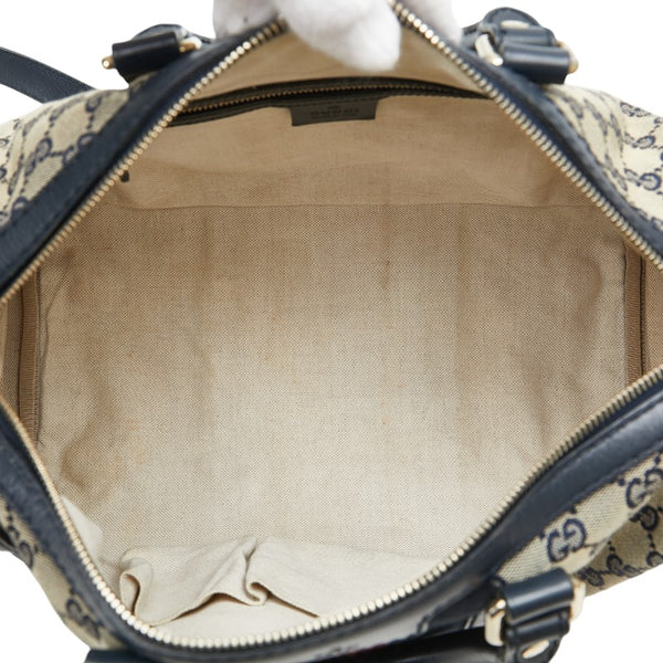 グッチ GGキャンバス シェリーライン ボストンバッグ ショルダーバッグ 2WAY 247205 ネイビー キャンバス レザー レディース GUCCI 【中古】