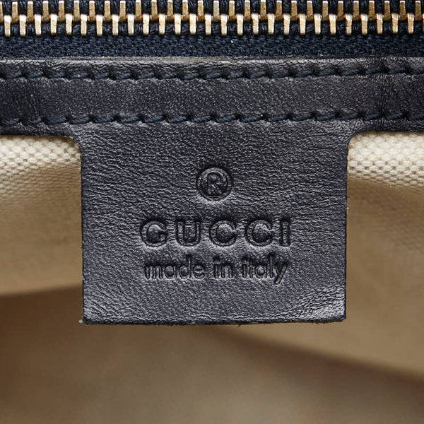 グッチ GGキャンバス シェリーライン ボストンバッグ ショルダーバッグ 2WAY 247205 ネイビー キャンバス レザー レディース GUCCI 【中古】