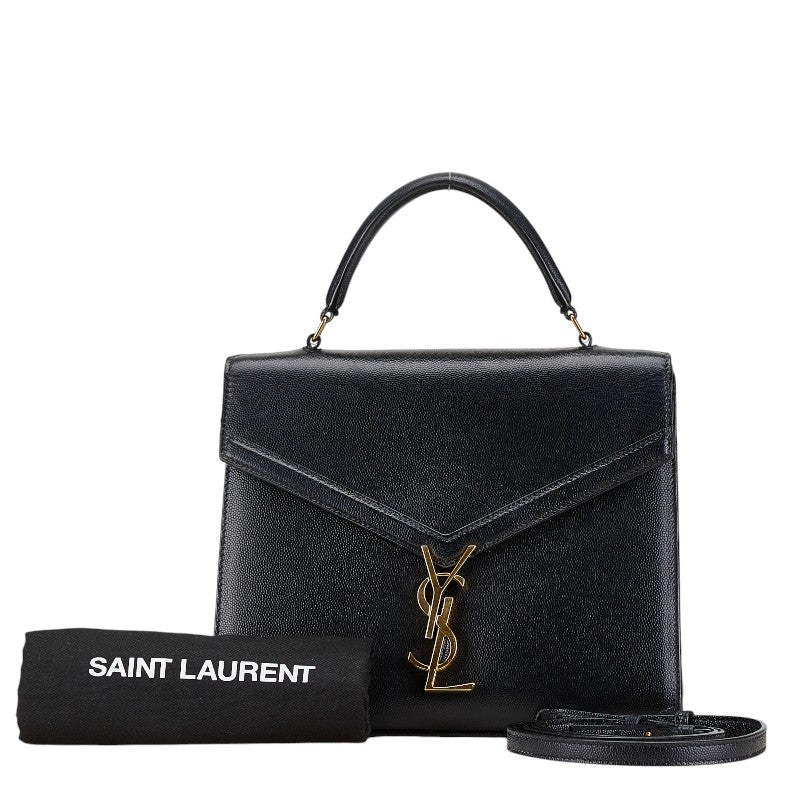 サンローラン YSLロゴ カサンドラ トップハンドル ミディアム ハンドバッグ ショルダーバッグ 2WAY 623931 ブラック レザー レディース SAINT LAURENT 【中古】