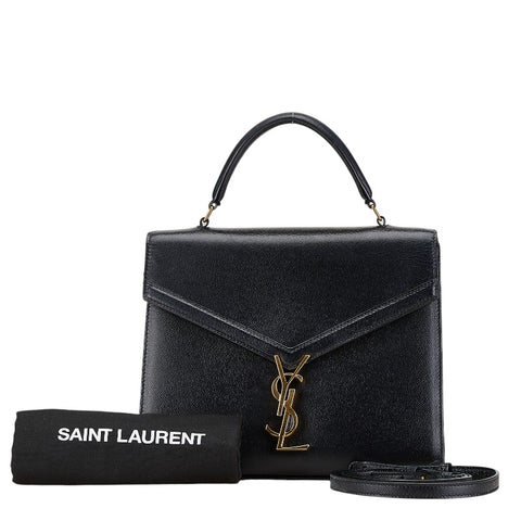 サンローラン YSLロゴ カサンドラ トップハンドル ミディアム ハンドバッグ ショルダーバッグ 2WAY 623931 ブラック レザー レディース SAINT LAURENT 【中古】
