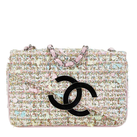 シャネル ココマーク チェーンミニハンドバッグ ピンク ブルー マルチカラー ツイード レザー レディース CHANEL 【中古】