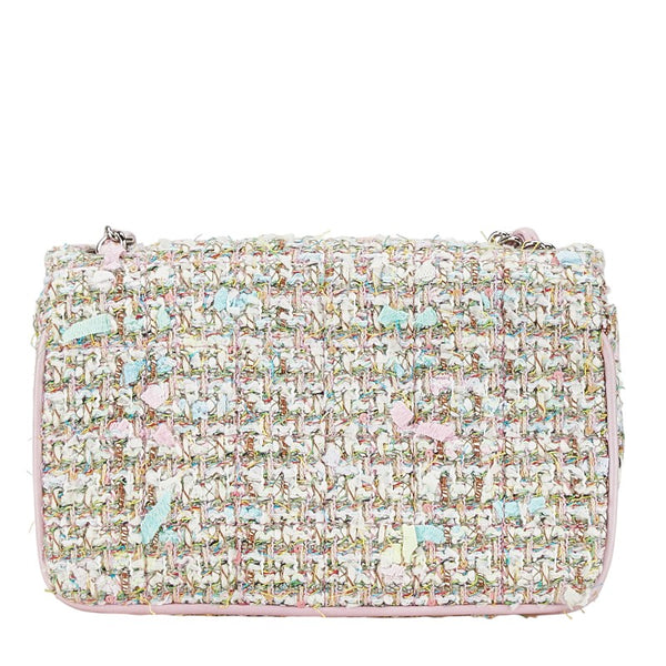 シャネル ココマーク チェーンミニハンドバッグ ピンク ブルー マルチカラー ツイード レザー レディース CHANEL 【中古】