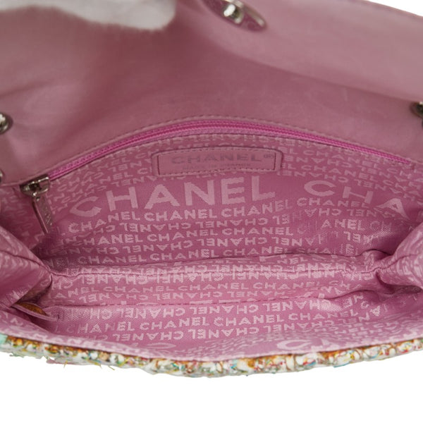 シャネル ココマーク チェーンミニハンドバッグ ピンク ブルー マルチカラー ツイード レザー レディース CHANEL 【中古】