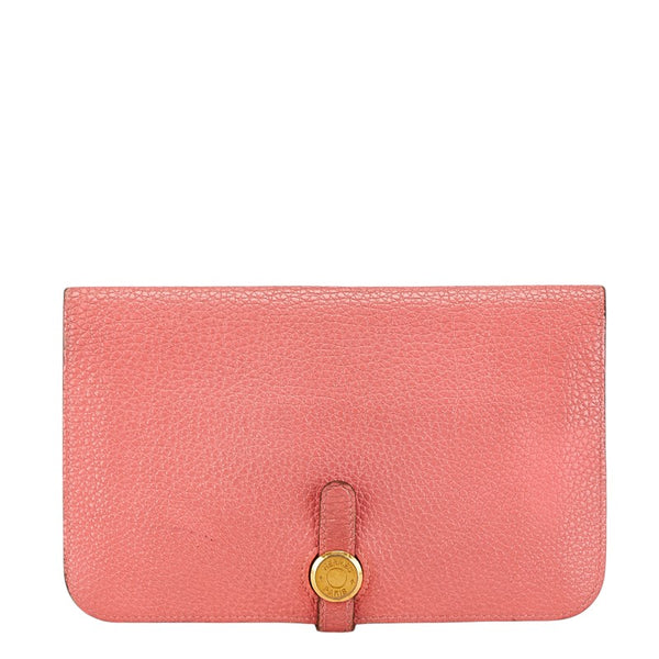 エルメス ドゴンGM 長財布 ローズアザレ エバーカラー レディース HERMES 【中古】