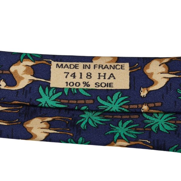 エルメス 総柄 ネクタイ ネイビー マルチカラー シルク メンズ HERMES 【中古】