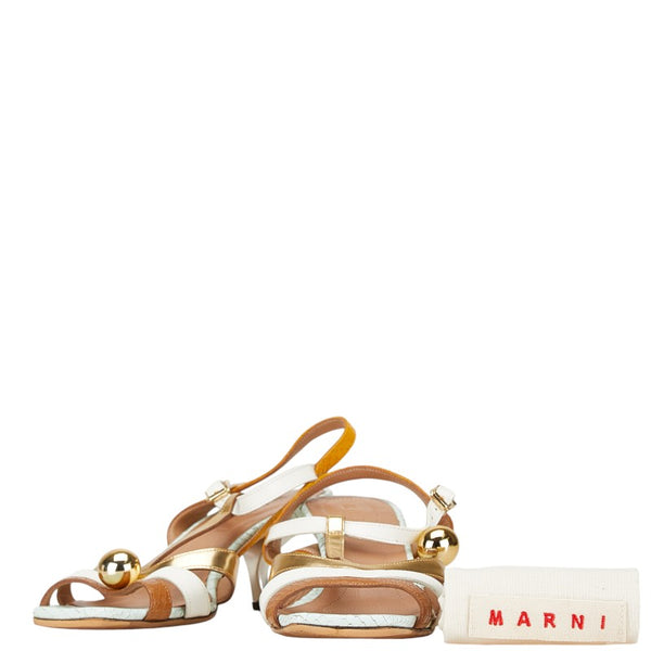 マルニ ストラップ サンダル サイズ：36 ブラウン ライトブルー マルチカラー レザー レディース MARNI 【中古】
