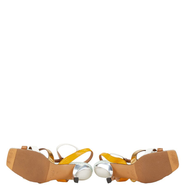 マルニ ストラップ サンダル サイズ：36 ブラウン ライトブルー マルチカラー レザー レディース MARNI 【中古】