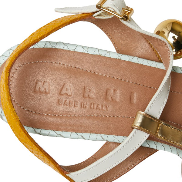 マルニ ストラップ サンダル サイズ：36 ブラウン ライトブルー マルチカラー レザー レディース MARNI 【中古】