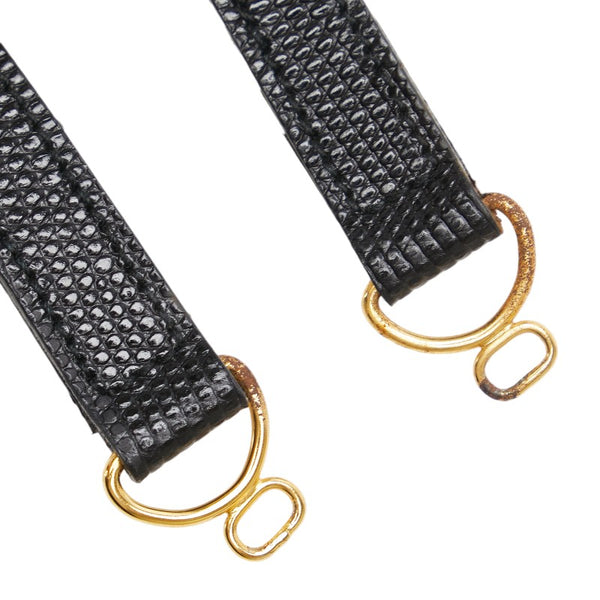 サルヴァトーレフェラガモ ヴァラ リボン リザード 型押し ハンドバッグ ショルダーバッグ 2WAY BA214178 ブラック レザー レディース Salvatore Ferragamo 【中古】