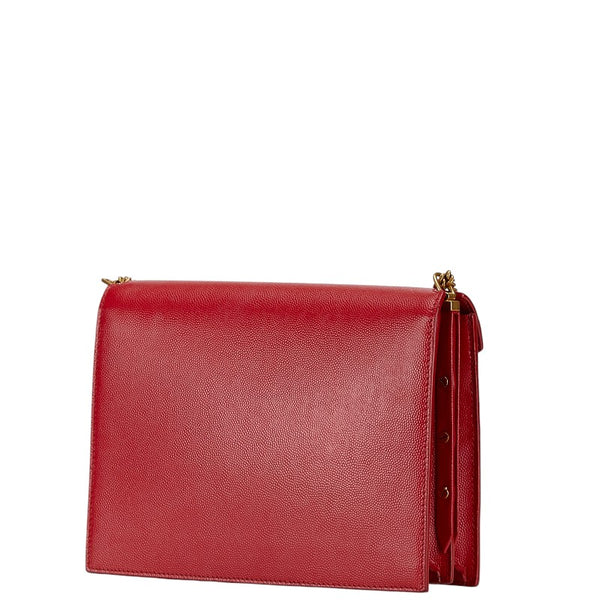 サンローラン YSLロゴ チェーン ショルダーバッグ レッド レザー レディース SAINT LAURENT 【中古】