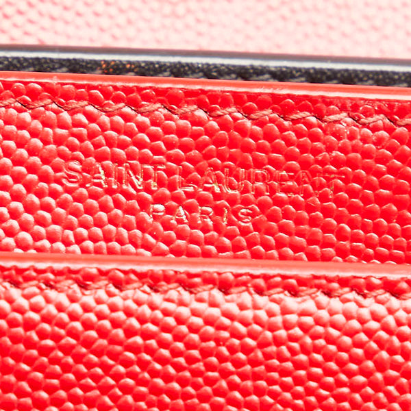 サンローラン YSLロゴ チェーン ショルダーバッグ レッド レザー レディース SAINT LAURENT 【中古】