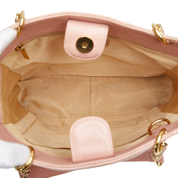 シャネル ココマーク チェーン トートバッグ ショルダーバッグ ピンク キャビアスキン レディース CHANEL 【中古】