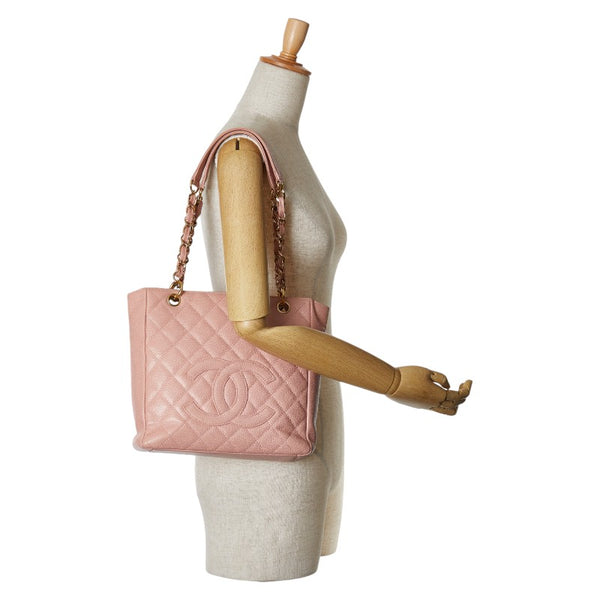 シャネル ココマーク チェーン トートバッグ ショルダーバッグ ピンク キャビアスキン レディース CHANEL 【中古】