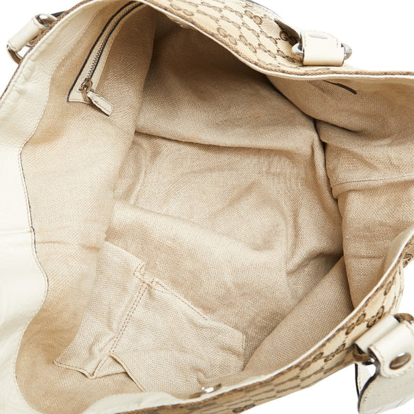 グッチ GGキャンバス ホースビット トートバッグ 229852 ベージュ ホワイト キャンバス レザー レディース GUCCI 【中古】