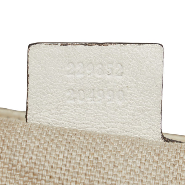 グッチ GGキャンバス ホースビット トートバッグ 229852 ベージュ ホワイト キャンバス レザー レディース GUCCI 【中古】