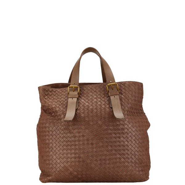 ボッテガヴェネタ イントレチャート トートバッグ ショルダーバッグ 169612 ブラウン レザー レディース BOTTEGAVENETA 【中古】