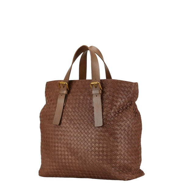 ボッテガヴェネタ イントレチャート トートバッグ ショルダーバッグ 169612 ブラウン レザー レディース BOTTEGAVENETA 【中古】