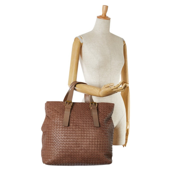 ボッテガヴェネタ イントレチャート トートバッグ ショルダーバッグ 169612 ブラウン レザー レディース BOTTEGAVENETA 【中古】