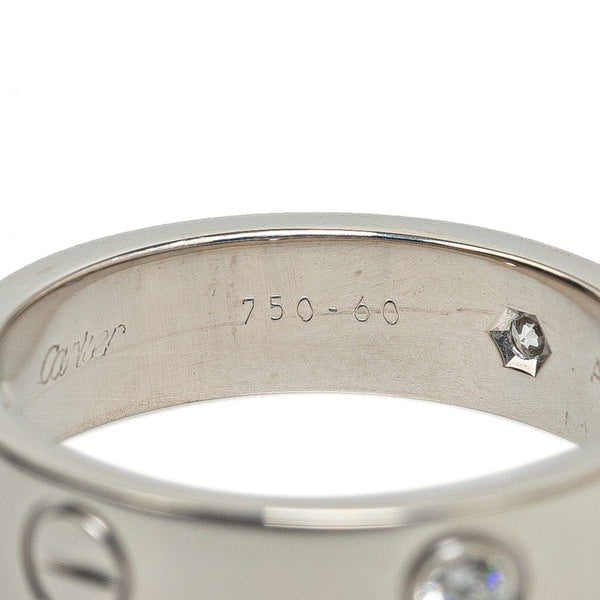 カルティエ ラブリング ハーフダイヤ リング 指輪 #60 K18WG ホワイトゴールド メンズ CARTIER 【中古】