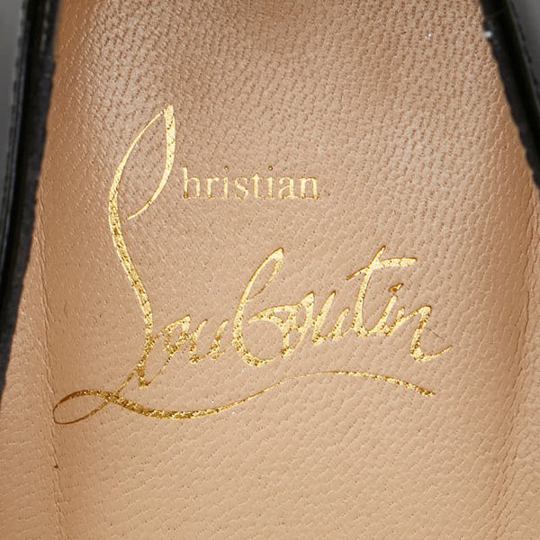 クリスチャンルブタン ラウンドトゥ ピンヒール パンプス サイズ：37 1/2 ブラック レッド エナメル レザー レディース Christian Louboutin 【中古】
