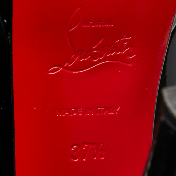 クリスチャンルブタン ラウンドトゥ ピンヒール パンプス サイズ：37 1/2 ブラック レッド エナメル レザー レディース Christian Louboutin 【中古】