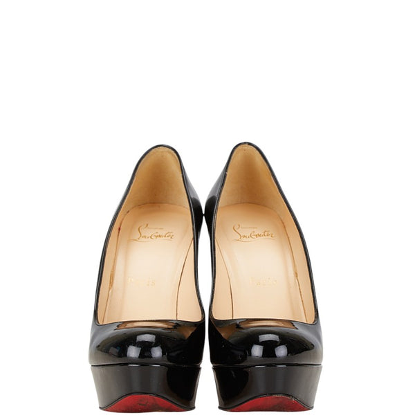 クリスチャンルブタン ラウンドトゥ ピンヒール パンプス サイズ：37 1/2 ブラック レッド エナメル レザー レディース Christian Louboutin 【中古】