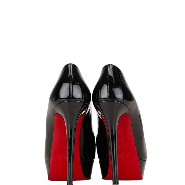 クリスチャンルブタン ラウンドトゥ ピンヒール パンプス サイズ：37 1/2 ブラック レッド エナメル レザー レディース Christian Louboutin 【中古】