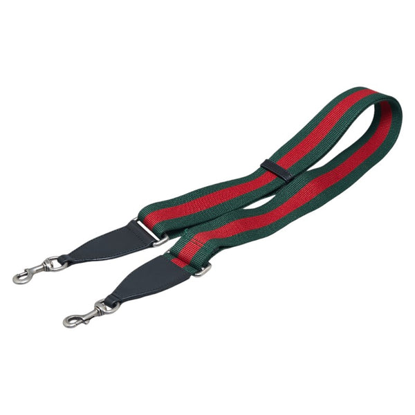 グッチ シェリーライン ショルダーストラップ グリーン レッド ブラック キャンバス レザー レディース GUCCI 【中古】