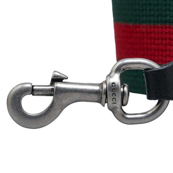 グッチ シェリーライン ショルダーストラップ グリーン レッド ブラック キャンバス レザー レディース GUCCI 【中古】