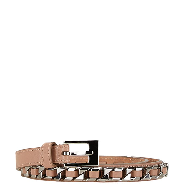 ジバンシー チェーン ベルト サイズ:70 ベージュ シルバー ステンレススチール レザー レディース Givenchy 【中古】