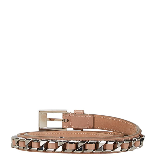 ジバンシー チェーン ベルト サイズ:70 ベージュ シルバー ステンレススチール レザー レディース Givenchy 【中古】