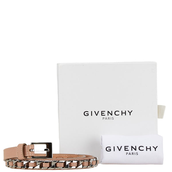 ジバンシー チェーン ベルト サイズ:70 ベージュ シルバー ステンレススチール レザー レディース Givenchy 【中古】