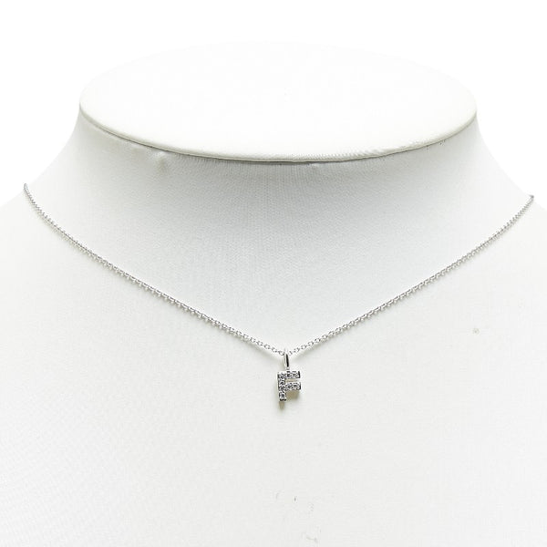 K18WG ホワイトゴールド ダイヤ0.04ct 田中貴金属 イニシャル F ネックレス レディース 【中古】