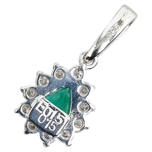 Pt900 プラチナ エメラルド0.15ct ダイヤ0.15ct ティアドロップ モチーフ ペンダントトップ レディース 【中古】