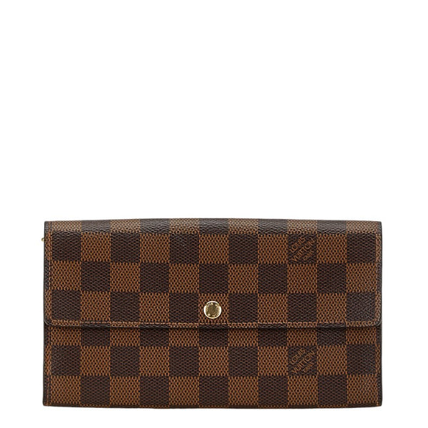 ルイ ヴィトン ダミエ ポルトフォイユ サラ 長財布 N61734 ブラウン PVC レザー レディース LOUIS VUITTON 【中古】