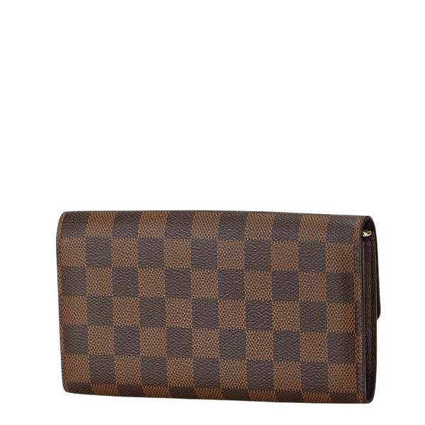 ルイ ヴィトン ダミエ ポルトフォイユ サラ 長財布 N61734 ブラウン PVC レザー レディース LOUIS VUITTON 【中古】