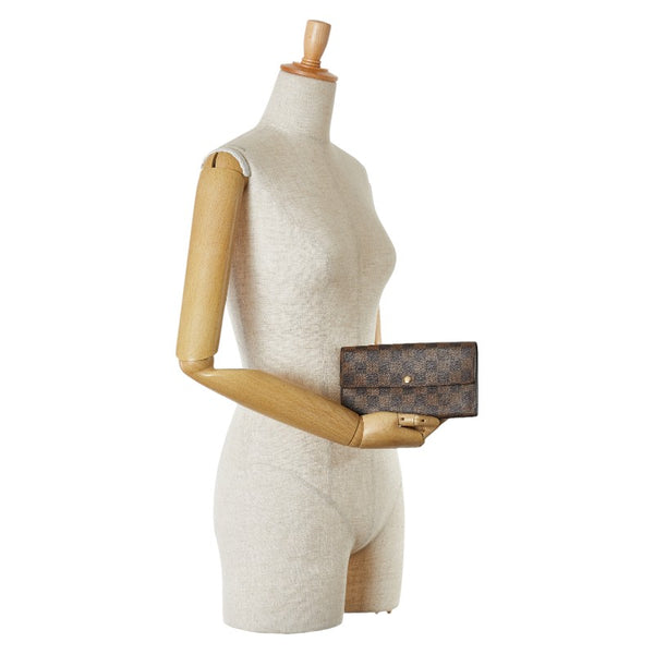 ルイ ヴィトン ダミエ ポルトフォイユ サラ 長財布 N61734 ブラウン PVC レザー レディース LOUIS VUITTON 【中古】